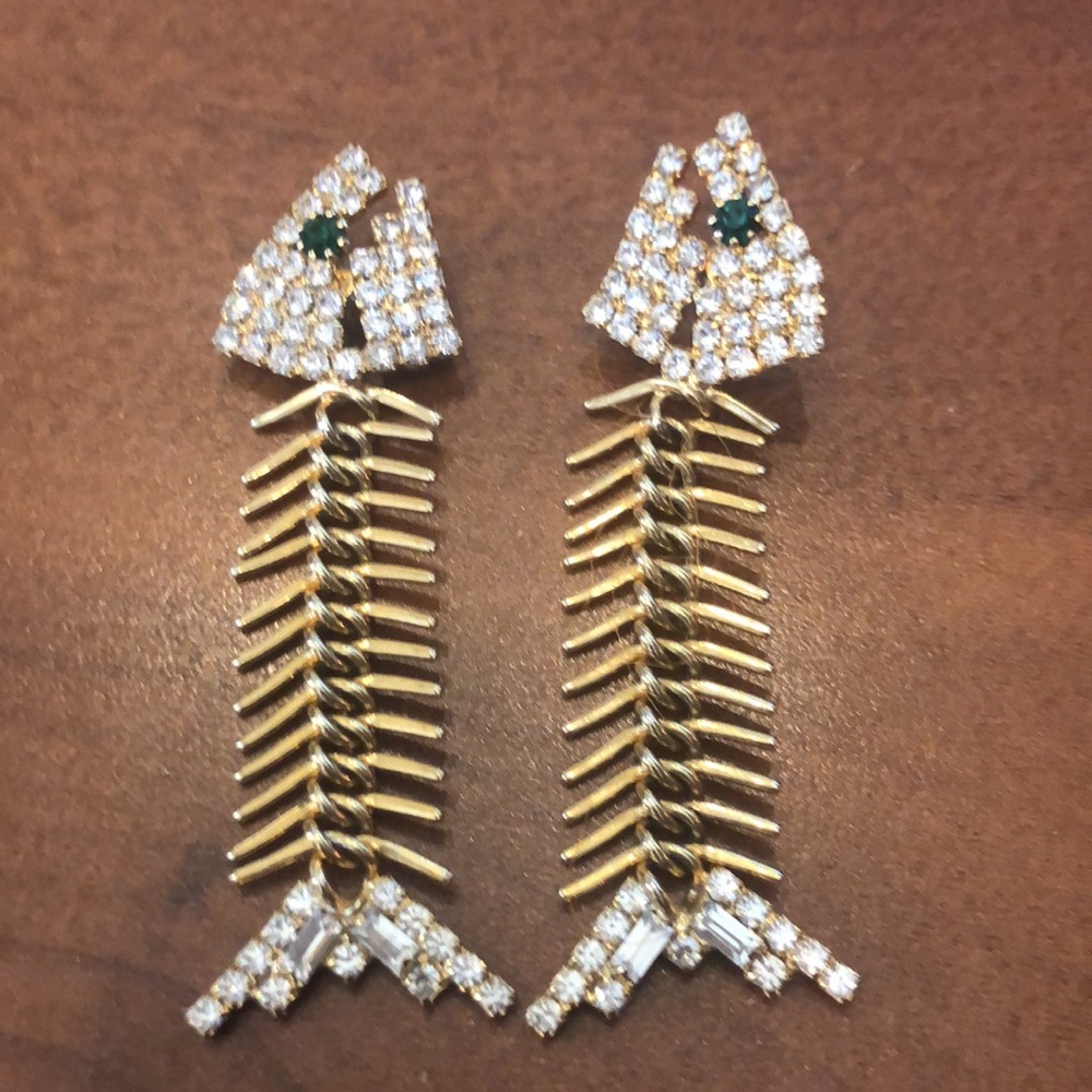 Rhinestone fish earrings